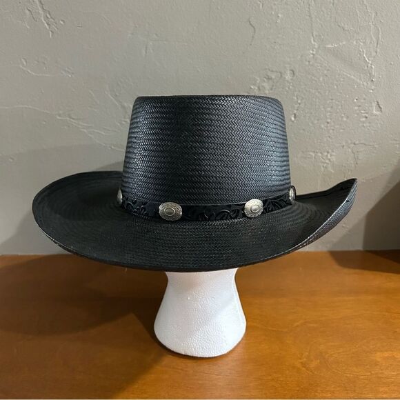 Other - Resistol Self-Conforming Western Cowboy 6x Genuine Shantung Panama Hat Black